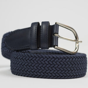 Blue "intreccio" elastic woven belt