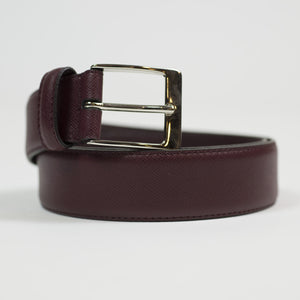 Marroon Saffiano leather dress belt