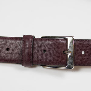 Marroon Saffiano leather dress belt