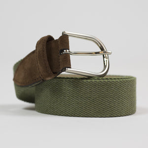 Olive Olona canvas and brown suede belt
