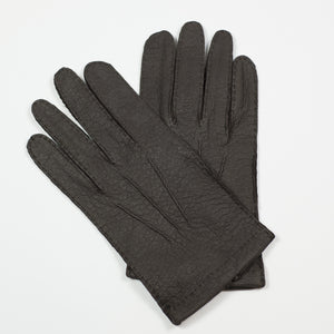 Brown real peccary unlined gloves (restock)