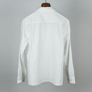 "Torrance" open-collar shirt in floral jacquard white cotton