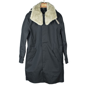 Mixed black Moscow raincoat with shearling collar and Arctic padded lining