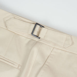 Higher rise cream cotton twill trousers