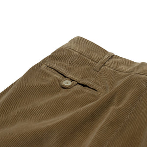 Beige garment-dyed cotton corduroy trousers