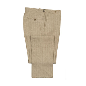 Rota Higher-rise herringbone Irish linen trousers, Beige