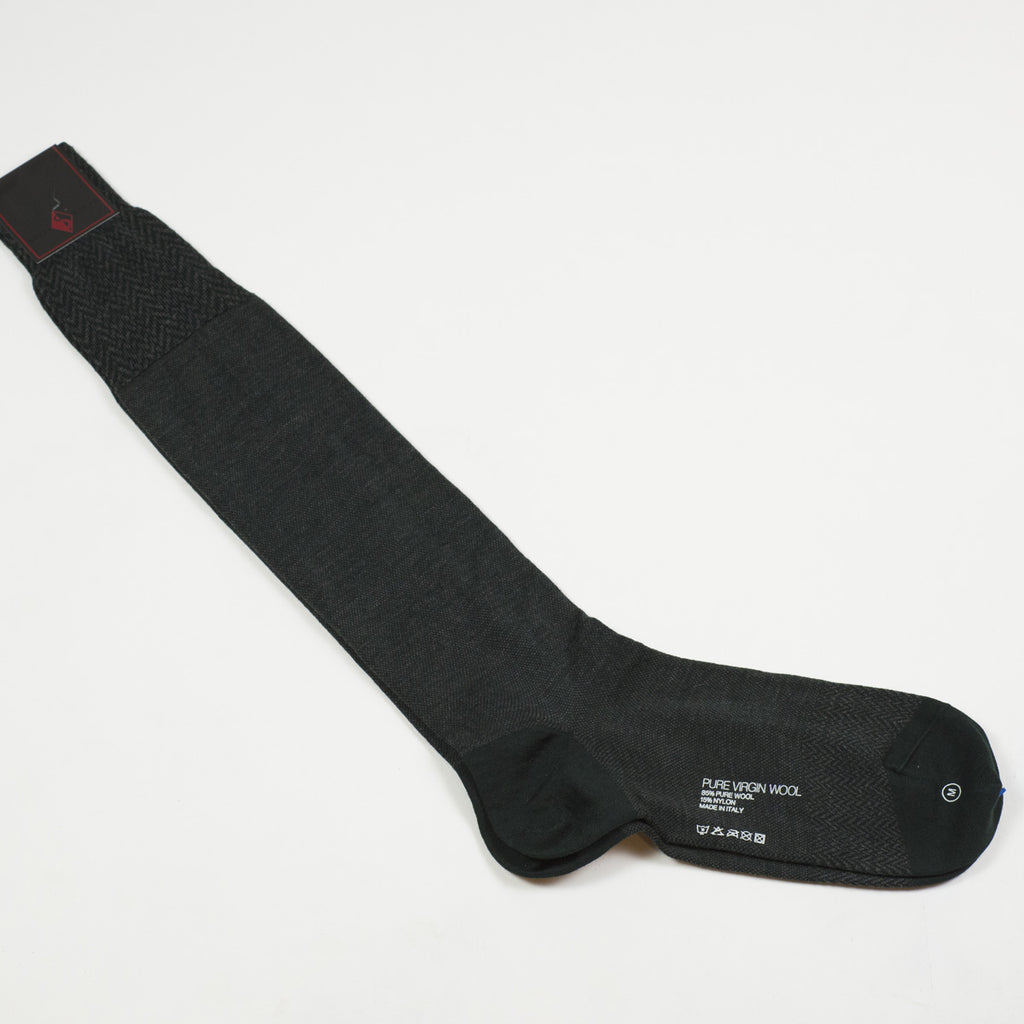 Mini Sock Observer Dark green mini-birdseye over-the-calf wool socks – No Man Walks Alone
