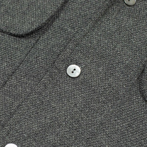 x No Man Walks Alone: Long sleeve camp shirt in deadstock anthracite honeycomb wool