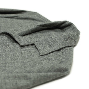x No Man Walks Alone: Lounge Jacket in deadstock grey deco jacquard wool flannel