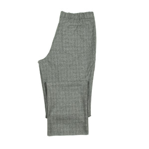 x No Man Walks Alone: Drawstring easy pants in deadstock grey deco jacquard wool flannel