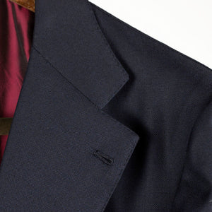 Minnis dark navy plain weave single breasted suit, 12/13oz wool