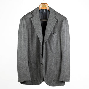 Fox Bros grey herringbone flannel single breasted suit, 13/14oz wool