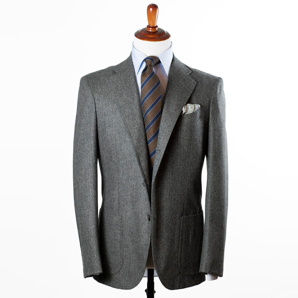 Fox Bros grey herringbone flannel single breasted suit, 13/14oz wool ...