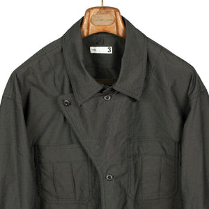 Military shirt jacket in charcoal cotton poly ripstop