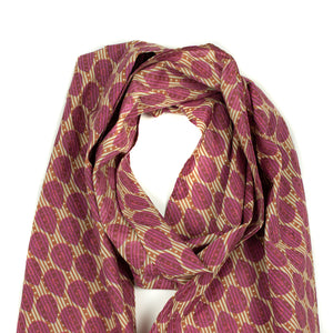 Bias cut scarf in pink Ikat-style printed cotton