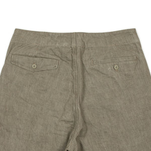 Belted trousers in taupe cotton 10oz herringbone denim