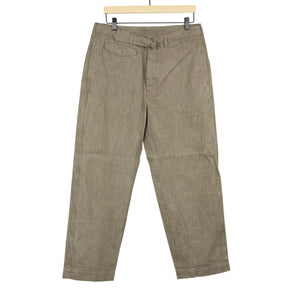 Belted trousers in taupe cotton 10oz herringbone denim